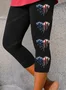 Women's Flag Independence Day Print Casual Leggings