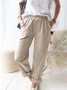 Women's Casual Loose Pocket Solid Color Trousers