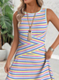 Women's Casual Striped Round Neck Vest Dress