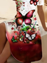 Women's Short Sleeve Summer Wine Red Floral Printing V Neck Daily Going Out Casual Midi A-Line Fit & Flare Dress Dress