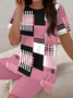 Women's Printing Abstract Stripes Daily Going Out Two-Piece Set Pink Casual Summer Top With Pants Matching Set