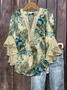 Women's Half Sleeve Shirt Summer Beige Floral Printing V Neck Daily Going Out Casual Top