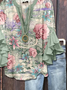 Women's Half Sleeve Shirt Summer Green Floral Printing V Neck Daily Going Out Casual Top