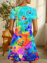 Women's Short Sleeve Summer As Picture Floral V Neck Daily Going Out Casual Midi A-Line Fit & Flare Dress Dress