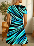 Women's Short Sleeve Summer Blue Abstract V Neck Daily Going Out Casual Midi A-Line Fit & Flare Dress Dress