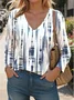 Print Casual V Neck Long Sleeve T-Shirt