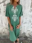 Vintage Notched Loose Dress With No