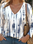 Print Casual V Neck Long Sleeve T-Shirt