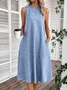Linen Casual Dress With No