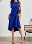 Women's Sleeveless Summer Red Plain Split Joint Crew Neck Daily Going Out Vintage Midi A-Line Tank Dress