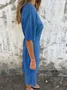 Vintage Notched Loose Dress With No