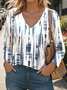 Print Casual V Neck Long Sleeve T-Shirt