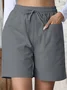 Plain Lace-Up Simple Regular Fit Shorts