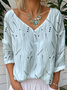 Print Casual V Neck Long Sleeve T-Shirt