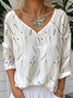 Print Casual V Neck Long Sleeve T-Shirt