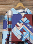 Crew Neck Geometric Loose Vintage Sweatshirt