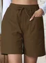 Plain Lace-Up Simple Regular Fit Shorts