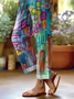 Women's  H-Line Baggy Pants Daily Going Out Pants Blue Casual Printing Abstract Spring/Fall Pants