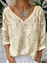 Print Casual V Neck Long Sleeve T-Shirt