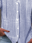 Women's Stand Collar Long Sleeve Striped Shirt