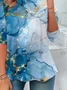 Women's Abstract Spring Print Casual Round Neck Long Sleeve Tunic T-Shirt