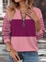 Women's Long Sleeve Front Center Zipper Sweatshirt