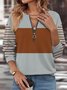 Women's Long Sleeve Front Center Zipper Sweatshirt
