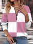 Women's Long Sleeve Front Center Zipper Sweatshirt