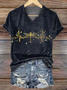 Women's Short Sleeve T-shirt Summer Black Dragonfly Printing V Neck Daily Going Out Casual Top