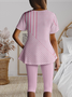 Regular Fit Crew Neck Casual Striped Two-Piece Set