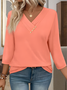 Cotton Casual V Neck Plain T-Shirt