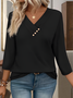 Cotton Casual V Neck Plain T-Shirt