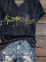 Women's Short Sleeve T-shirt Summer Black Dragonfly Printing V Neck Daily Going Out Casual Top