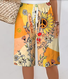 Women's Hippie Peace Love Art Printed Cotton And Linen Casual Pants