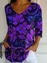 Women's Alzheimer's Disease Floral Print V-Neck T-Shirt
