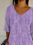 Women's Alzheimer's Disease Floral Print V-Neck T-Shirt