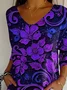 Women's Alzheimer's Disease Floral Print V-Neck T-Shirt