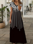Women's Short Sleeve Summer Black Abstract Printing V Neck Daily Going Out Casual Maxi X-Line Dress