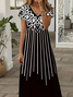 Women's Short Sleeve Summer Black Abstract Printing V Neck Daily Going Out Casual Maxi X-Line Dress