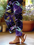 Women's  H-Line Baggy Pants Daily Going Out Pants Purple Casual Printing Floral Spring/Fall Pants
