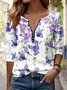 Cotton-Blend Casual Loose V Neck T-Shirt
