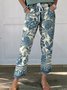 Batik Style Ethnic Floral Pattern Printed Women's Cotton And Linen Casual Pants
