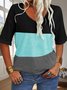 Striped Cotton V Neck Simple T-Shirt
