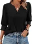 Regular Fit V Neck Geometric Casual T-Shirt