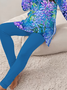 Women's Floral Print Long Sleeve T-Shirt Leggings Two-Piece Set