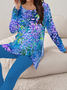 Women's Floral Print Long Sleeve T-Shirt Leggings Two-Piece Set