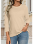 Women's Elegant Simple Commuter Round Neck Long Sleeve Daily T-Shirt Top