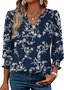 Regular Fit V Neck Geometric Casual T-Shirt