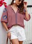 Women's Half Sleeve Shirt Summer Light Blue Plain Split Joint V Neck Daily Going Out Casual Top