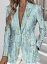 Regular Fit Lapel Collar Lady Romance Pop Art Print Blazer